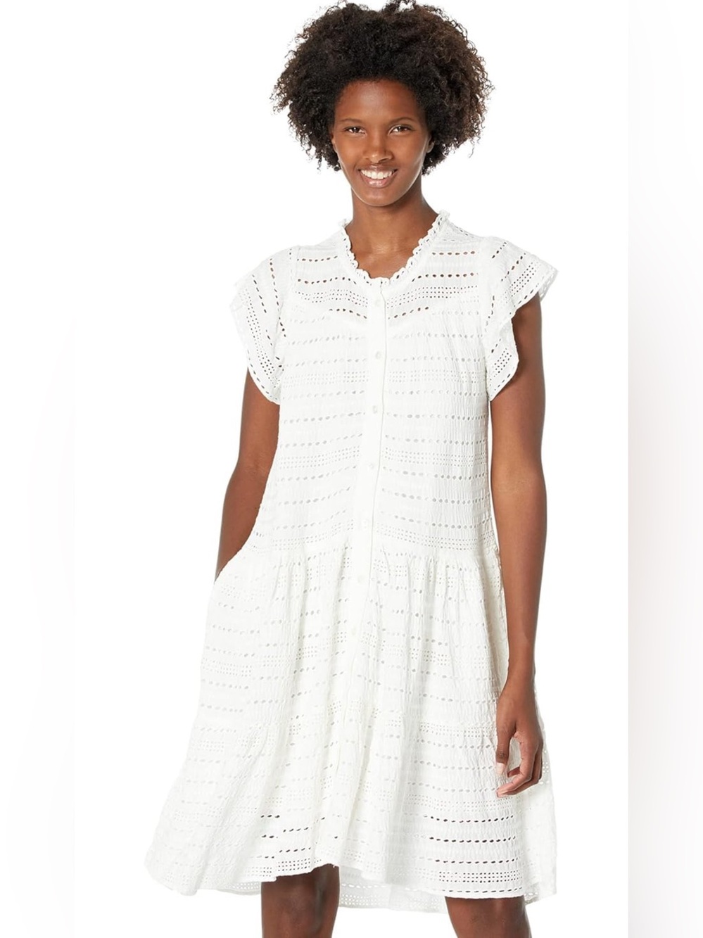 dylan by True Grit Hannah High Desert White Eyelet Midi Dress size medium